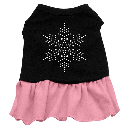 Snowflake Rhinestone Dress Black with Pink XL